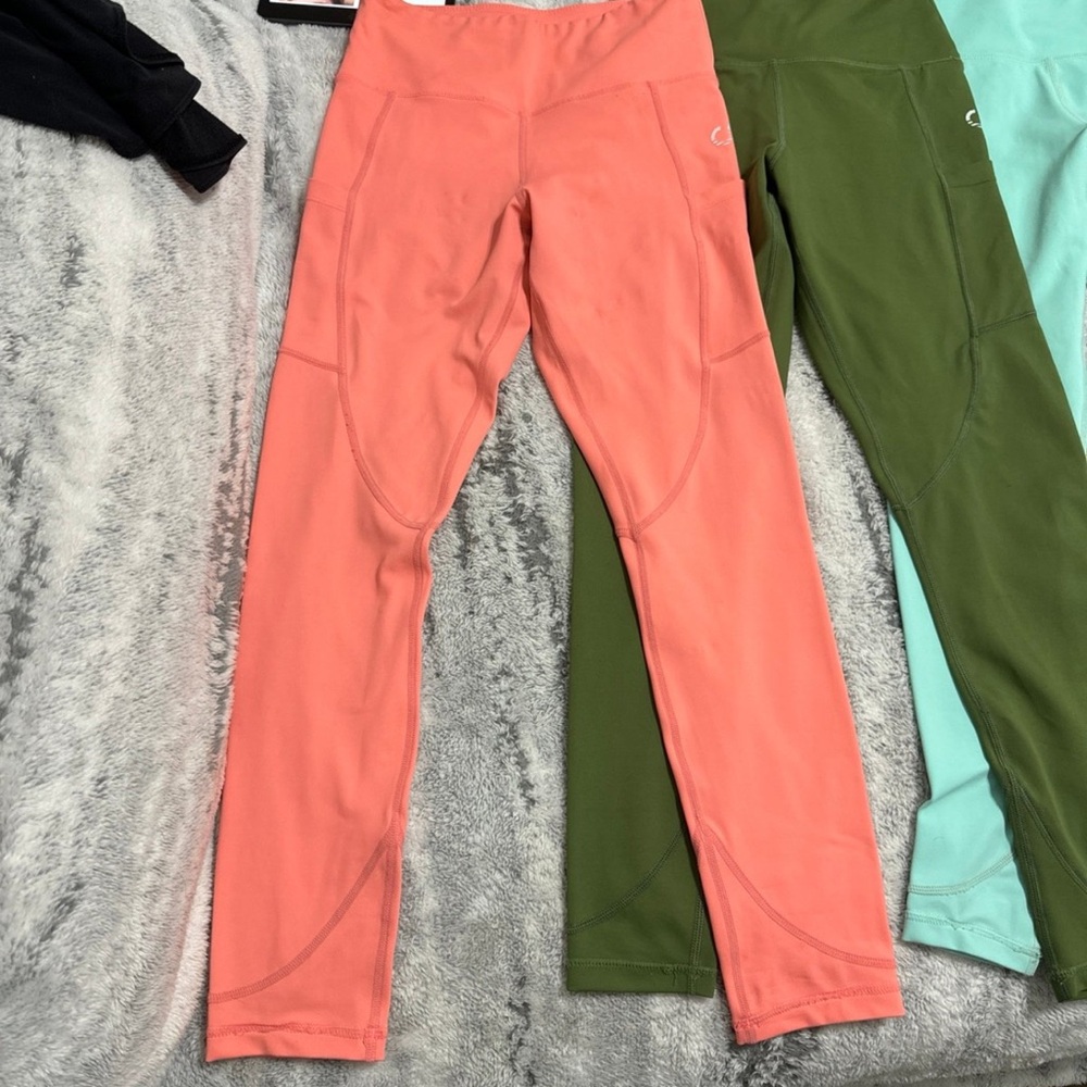 Coral and Green Kids Leggings